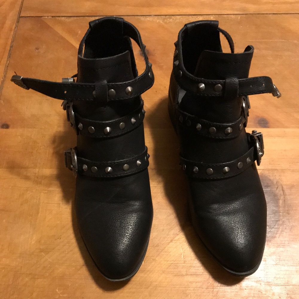 Steve Madden Black Buckle Booties